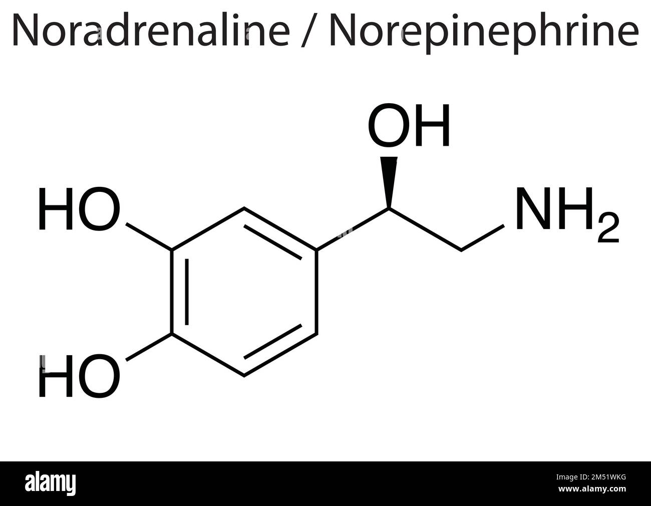 Une formule chimique de la noradrénaline sur fond blanc Illustration de Vecteur