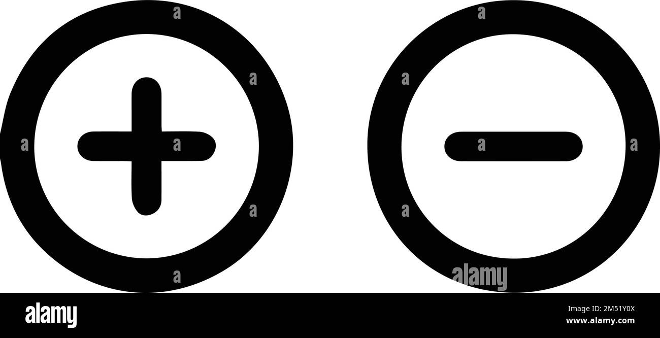 Symboles plus et moins. Symbole mathématique de base. isolé Illustration de Vecteur