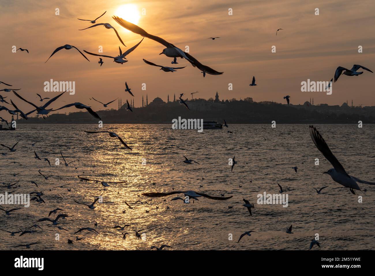 Péninsule historique au coucher du soleil à Istanbul, Turquie Banque D'Images