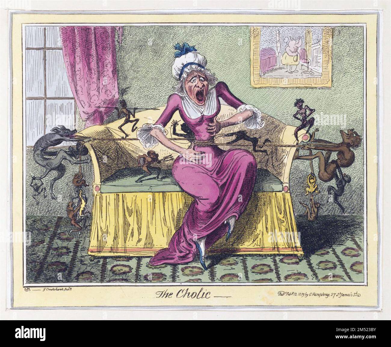 Divers démons représentant le tourment colique d'une femme, par George Cruikshank, 1835 Banque D'Images