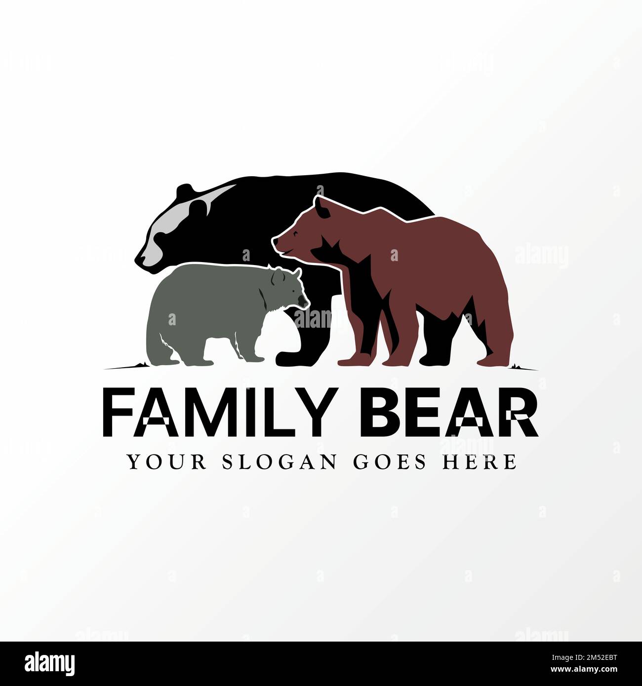 Famille simple et unique ou 3 ours image graphique icône logo design abstrait concept vecteur stock. Peut être utilisé comme symboles liés à l'animal ou à la nature. Illustration de Vecteur