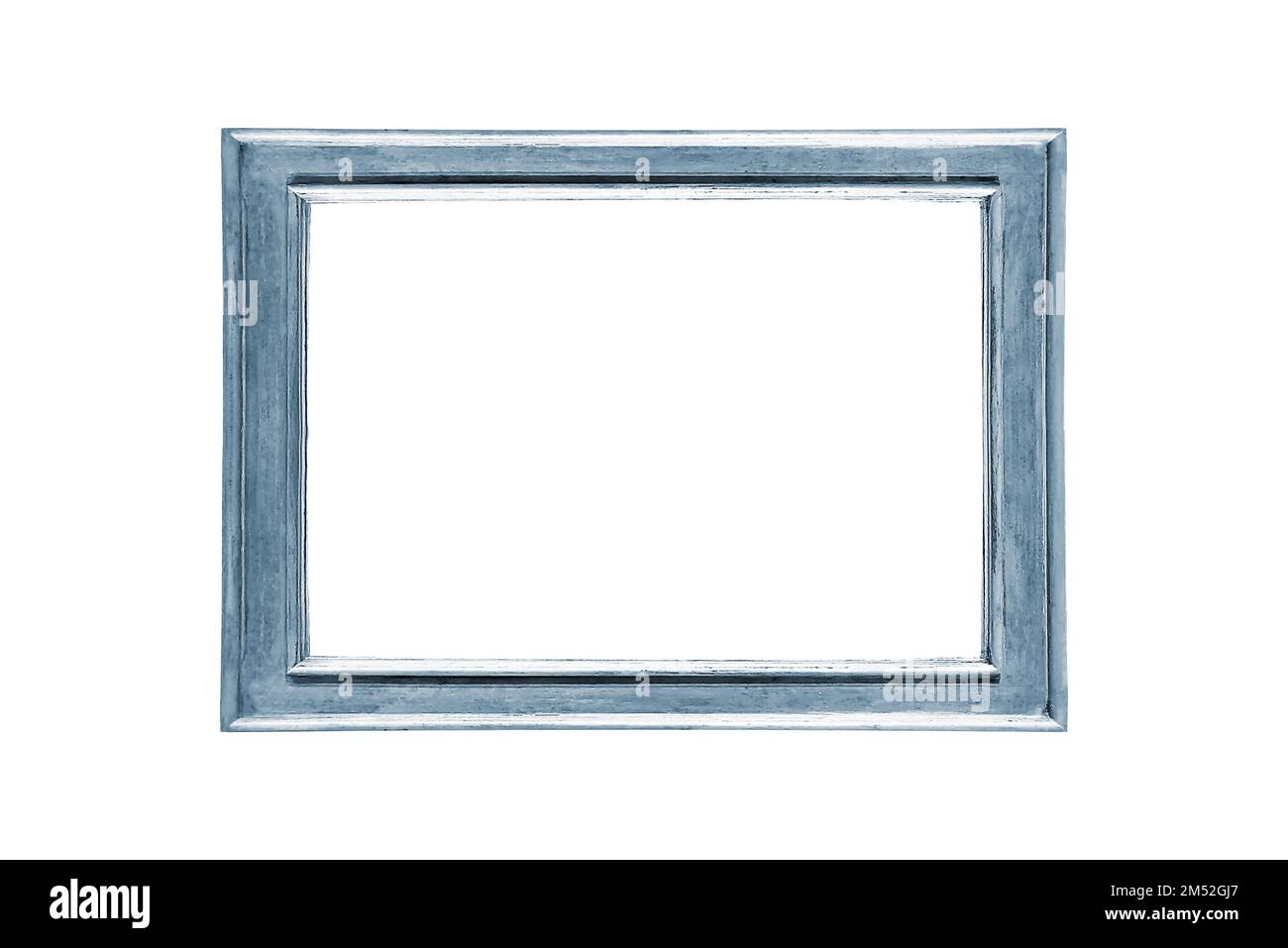 Cadre photo bordure en bois bleu délavé minimaliste moderne aspect rectangulaire Banque D'Images