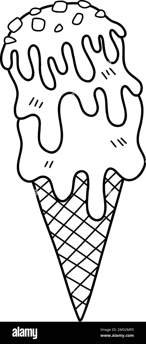 Illustration de cône de glace de fraise dessinée à la main isolée sur fond Illustration de Vecteur