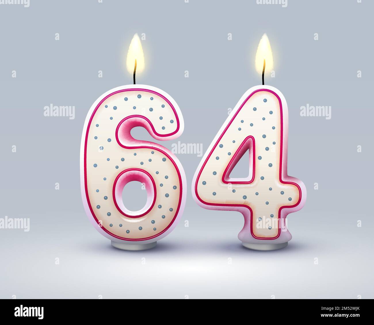 Joyeux anniversaire. 64 anniversaire de l'anniversaire, bougie sous forme  de nombres. Illustration vectorielle Image Vectorielle Stock - Alamy