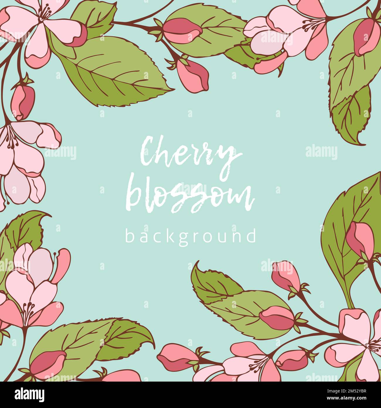 Fond de cerisiers en fleurs, fleurs de printemps dessinées à la main. Illustration vectorielle Illustration de Vecteur