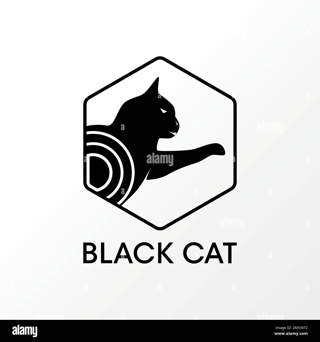 Simple et unique chat rayant sur l'image hexagonale graphique icône logo design abstrait concept vecteur stock. utilisé comme symbole associé à un animal ou un animal de compagnie Illustration de Vecteur