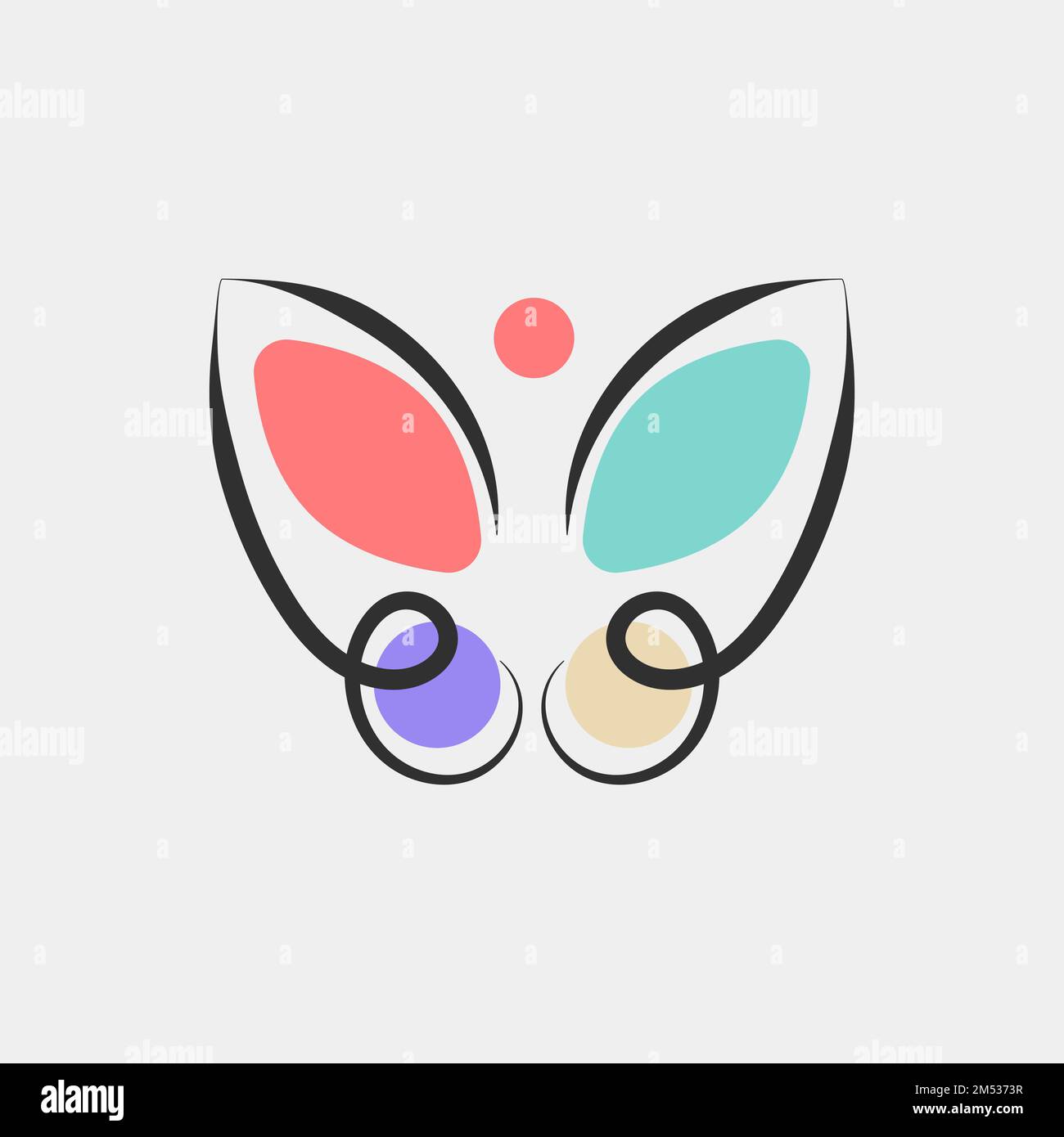 Icône en forme de papillon, logo du salon de beauté, symbole de contour des cosmétiques. Logo papillon, belle femme pastel logo Illustration de Vecteur