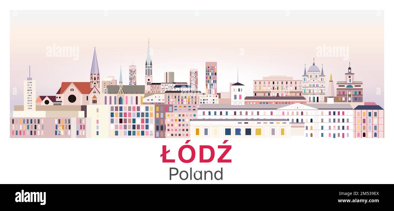 Horizon Lodz dans une affiche vectorielle de couleurs vives Illustration de Vecteur