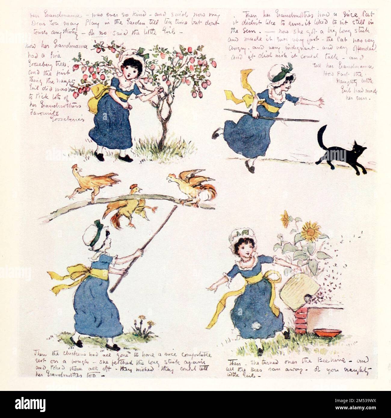 La petite fille Naughty qui est allée voir sa grand-mère par Kate Greenaway du livre « Kate Greenaway » de Marion Harry Spielmann, 1858-1948; et George Somes Layard, publié par G.P. Les fils de Putnam à New York et A et C. Black à Londres en 1905 Banque D'Images