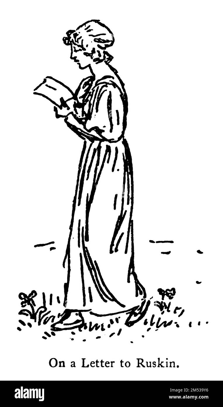 Croquis au crayon de Kate Greenaway du livre « Kate Greenaway » de Marion Harry Spielmann, 1858-1948; et George Somes Layard, publié par G.P. Les fils de Putnam à New York et A et C. Black à Londres en 1905 Banque D'Images