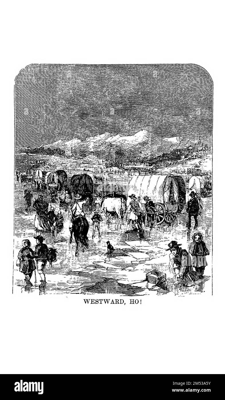 Émigrer Ouest ou Westward Ho ! Du livre cinquante ans dans le cercle magique; étant un compte-rendu de la vie professionnelle de l'auteur; ses tours et exploits merveilleux; avec des incidents raugurables, et des aventures comme magicien, necromancer, et ventriloquist par Antonio Blitz, 1810-1877 Date de publication 1871 Éditeur Hartford, Connecticut, Belknap & Bliss Banque D'Images