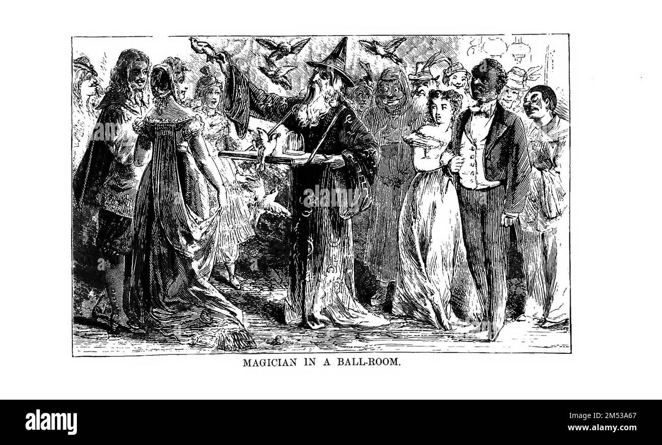 Magicien dans une salle de bal du livre cinquante ans dans le cercle magique; étant un compte-rendu de la vie professionnelle de l'auteur; ses merveilleux tours et exploits; avec des incidents raugurables, et des aventures comme magicien, necromancer, et ventriloquist par Antonio Blitz, 1810-1877 Date de publication 1871 Éditeur Hartford, Connecticut, Belknap & Bliss Banque D'Images
