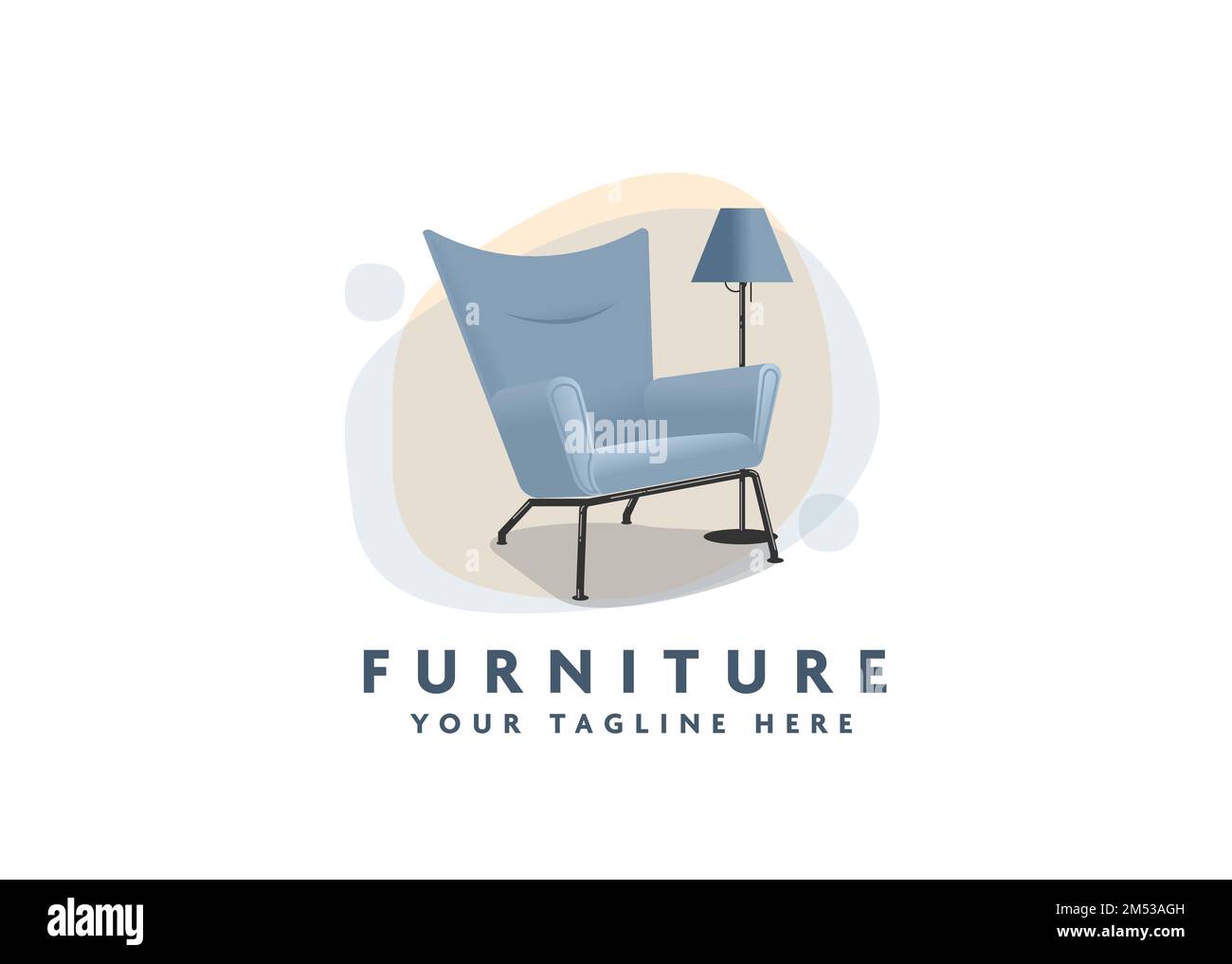 Un beau vecteur de mobilier moderne d'une chaise et d'une lampe dans des couleurs pastel avec un espace pour tagline Illustration de Vecteur