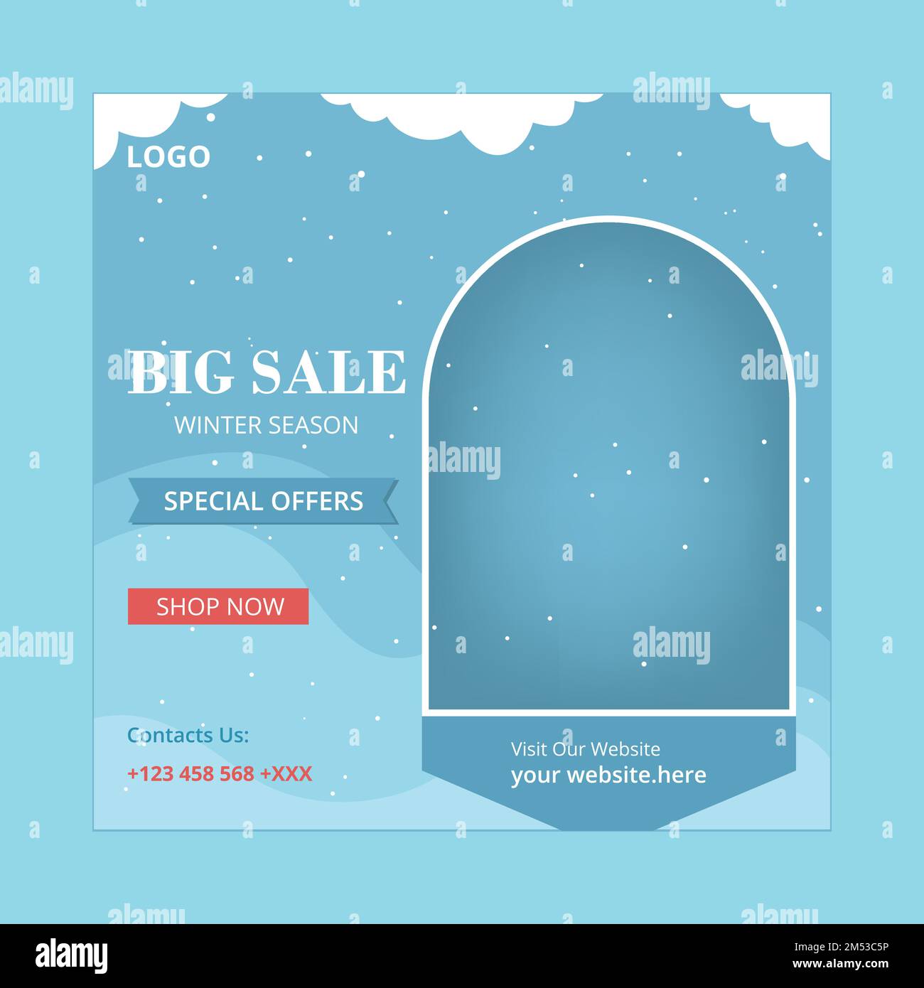 Modèle de publication sur les réseaux sociaux de la vente Winer. .Vente de Noël remise médias sociaux promotion Design. Illustration de Vecteur