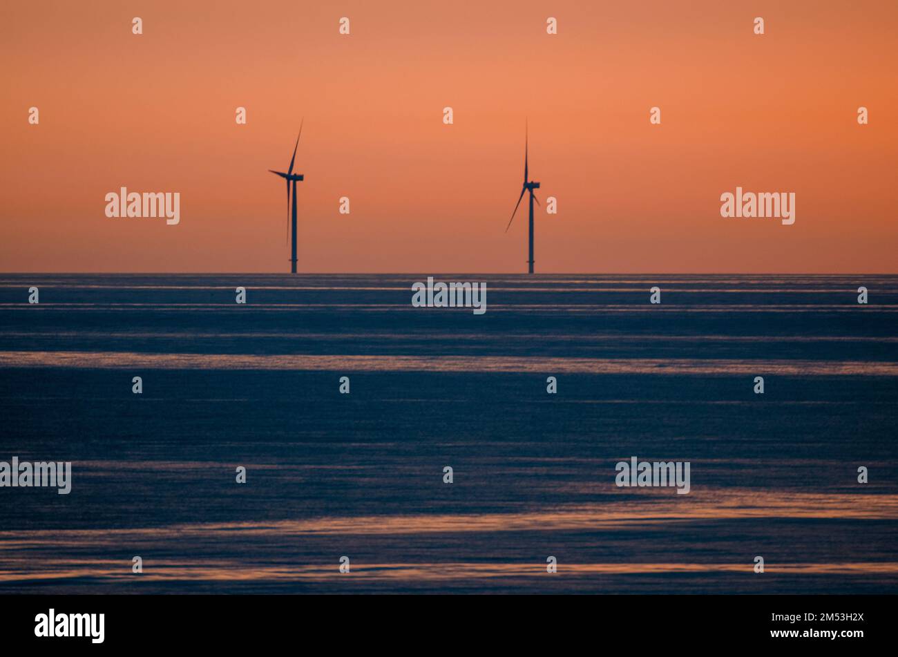Suède Kriegers Flak vue sur le parc éolien au large de Mons Flint Danemark Banque D'Images