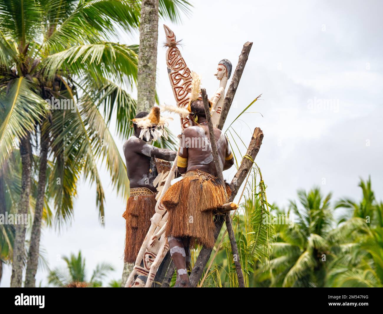 Cérémonie de la pole PES dans le village PEM, dans la région d'Asmat, en Papouasie-du-Sud, en Indonésie Banque D'Images