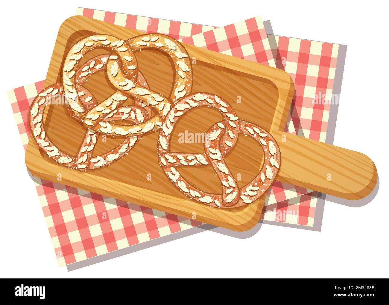 Illustration de bretzel d'amande sur plateau en bois Illustration de Vecteur