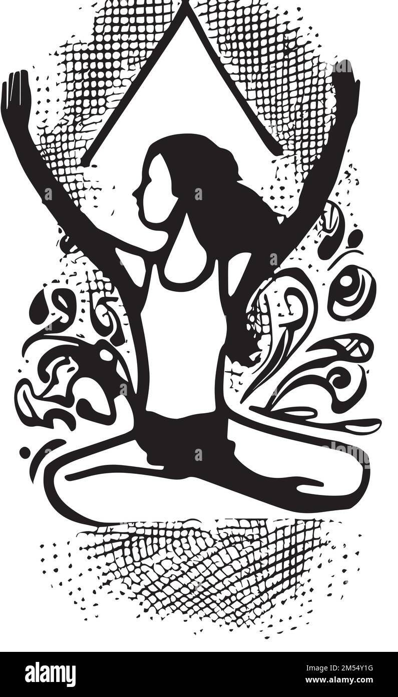 Silhouette de fille de yoga, illustration conceptuelle du logo de studio. Pictogramme yoga et SPA Illustration de Vecteur