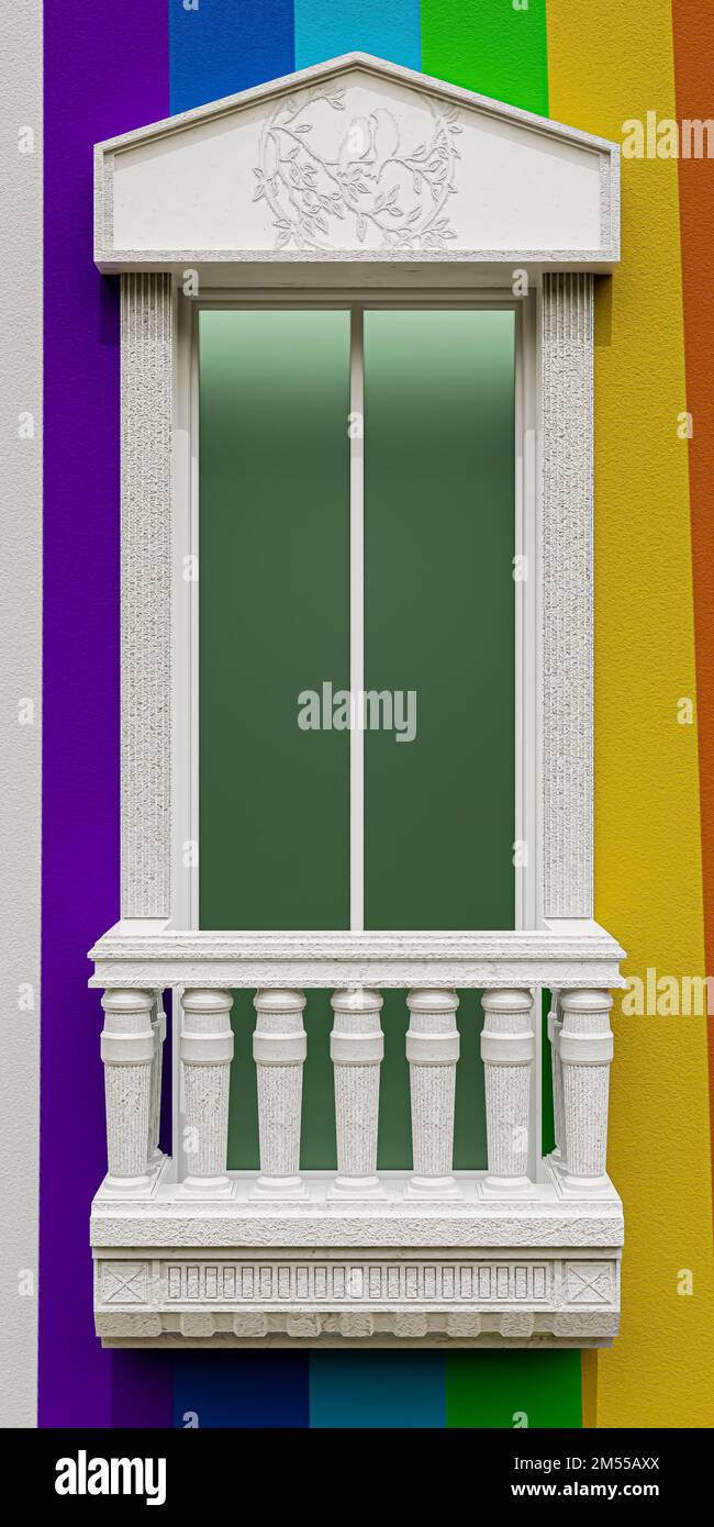 illustration de la fenêtre en marbre classique sur le mur 3d Banque D'Images