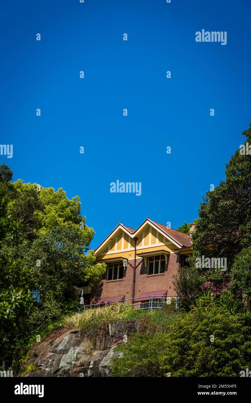 FEDERATION Duplex House, anciennement hébergement pour personnel de chantier naval, maintenant hébergement de vacances, Cockatoo Island, un patrimoine mondial de l'UNESCO à la jonction Banque D'Images