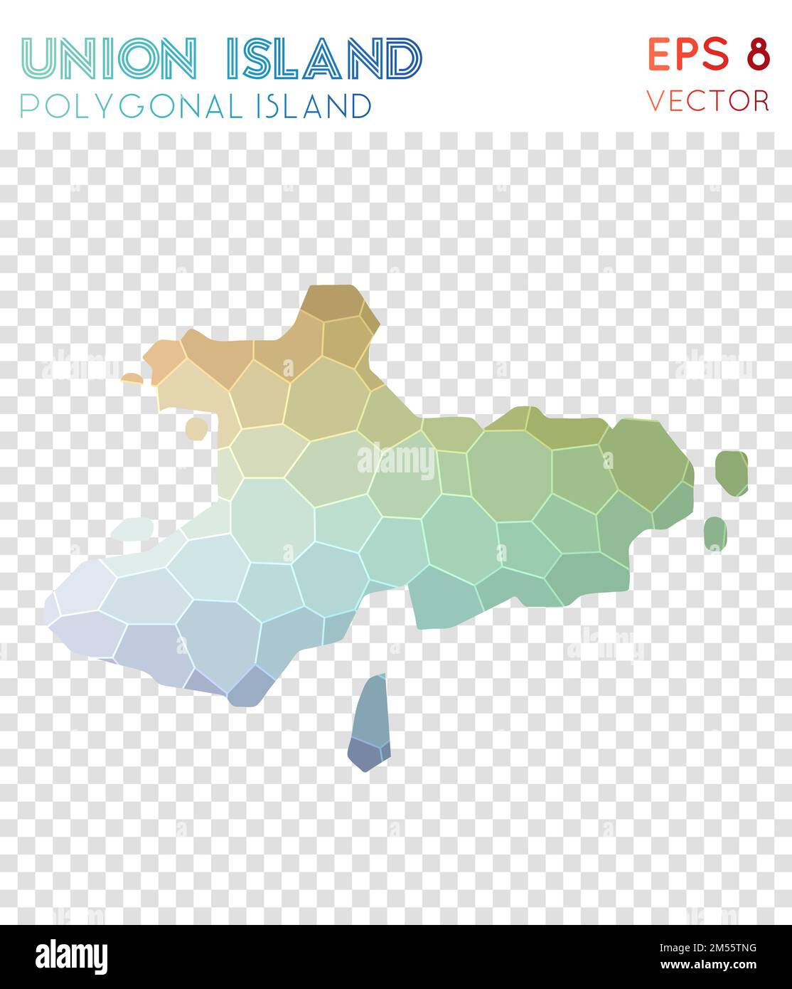 Carte polygonale d'Union Island, île de style mosaïque. Jolie coupe basse en polyéthylène, design moderne. Carte polygonale d'Union Island pour l'infographie ou la présentation. Illustration de Vecteur