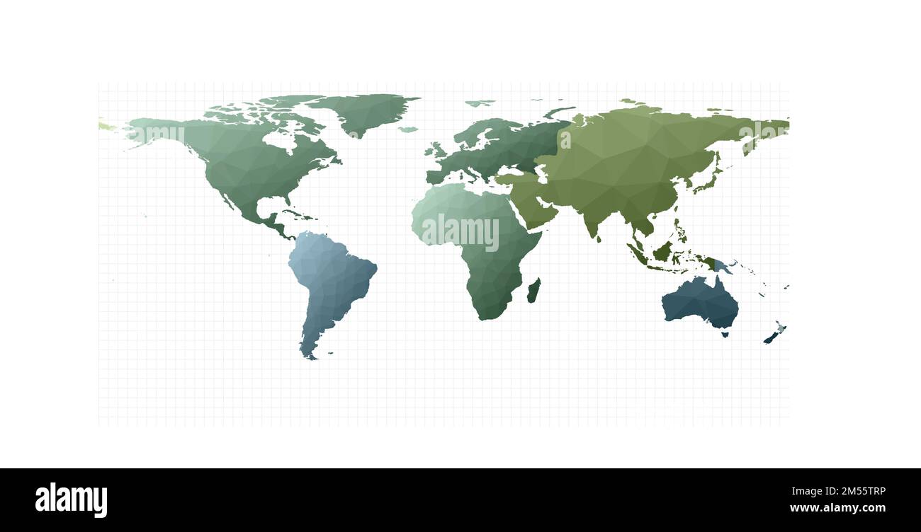 Carte du monde continents. Projection équirectangulaire. Illustration vectorielle en gras. Illustration de Vecteur