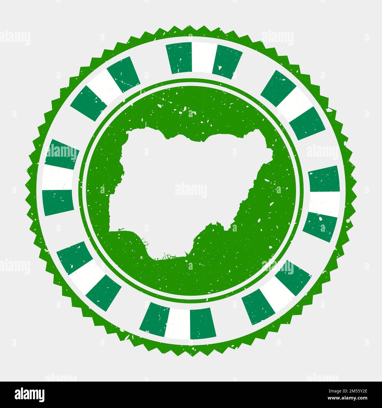 Timbre grunge du Nigeria. Logo rond avec carte et drapeau du Nigeria. Timbre du pays. Illustration vectorielle. Illustration de Vecteur