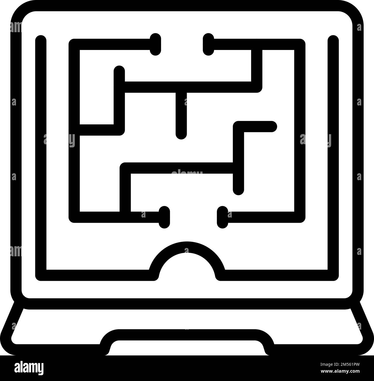 Vecteur de contour de l'icône du plan PC House. Créateur de personne. Travail de l'employé Illustration de Vecteur
