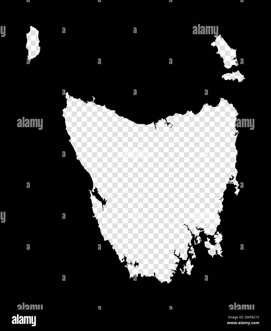 Carte stencil de Tasmanie. Carte transparente simple et minimale de la Tasmanie. Rectangle noir avec forme de coupe de l'îlot. Illustration vectorielle élégante. Illustration de Vecteur