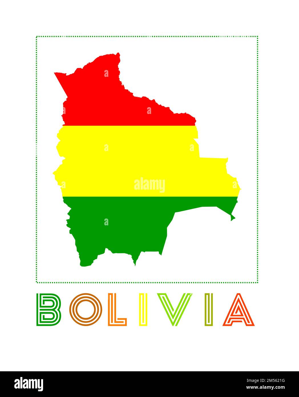 Logo de la Bolivie. Carte de Bolivie avec nom de pays et drapeau. Illustration vectorielle vibrante. Illustration de Vecteur