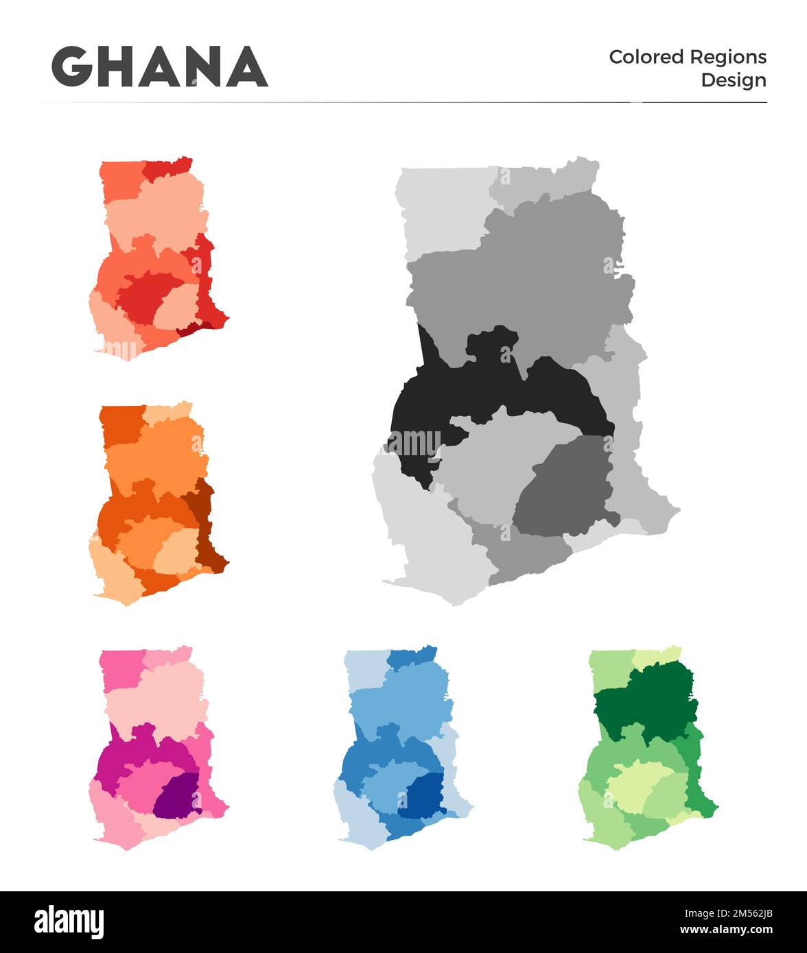 Collection de cartes du Ghana. Frontières du Ghana pour votre infographie. Régions de couleur. Illustration vectorielle. Illustration de Vecteur