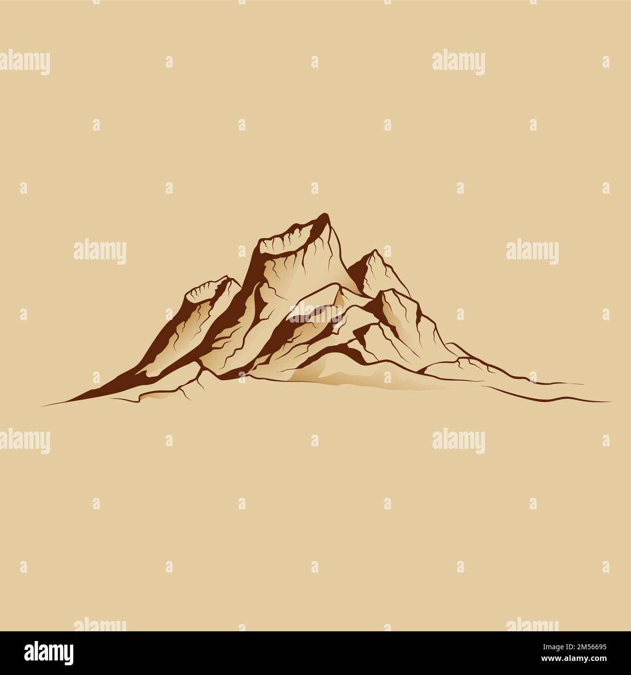 Icône du volcan de montagne abstrait. Hill Crest Mountain place for Extreme Sport ski-alpinisme, Expedition concept ou Adventure Illustration de Vecteur