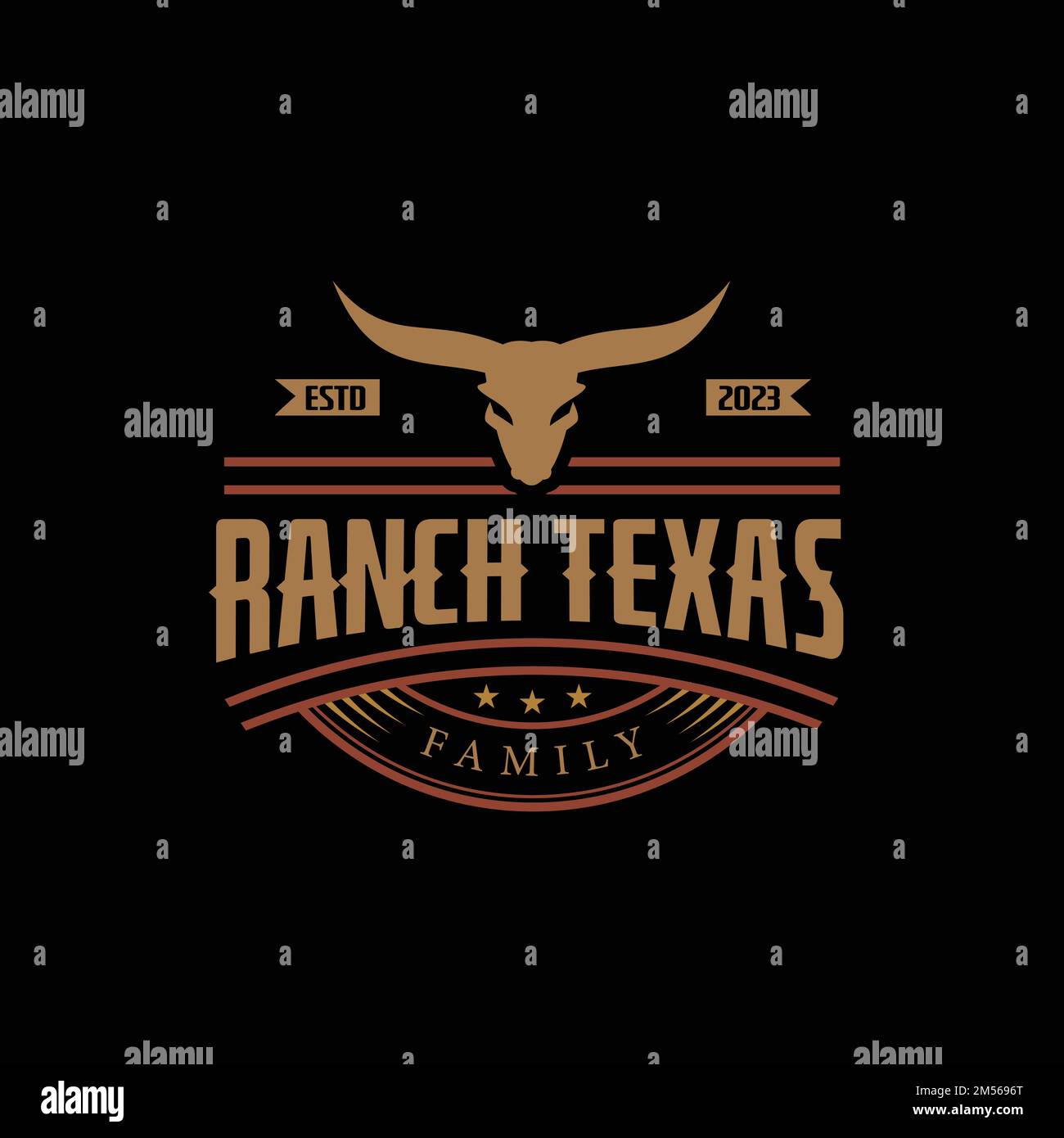 Vintage Retro Texas Longhorn, Western State Bull Cow Vintage Label logo Design Emblem Label logo Design Vector Illustration de Vecteur
