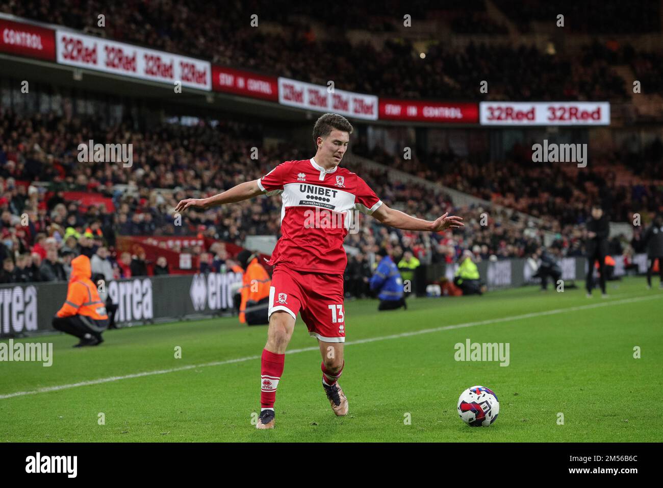 Matthew Hoppe #13 de Middlesbrough sur le ballon pendant le match de championnat de Sky Bet Middlesbrough vs Wigan Athletic au stade Riverside, Middlesbrough, Royaume-Uni, 26th décembre 2022 (photo de James Heaton/News Images) Banque D'Images