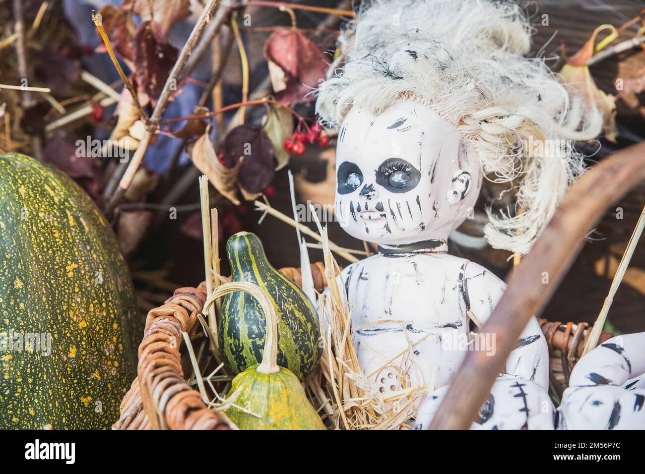 Jouet sombre dans un panier pour Halloween Banque D'Images