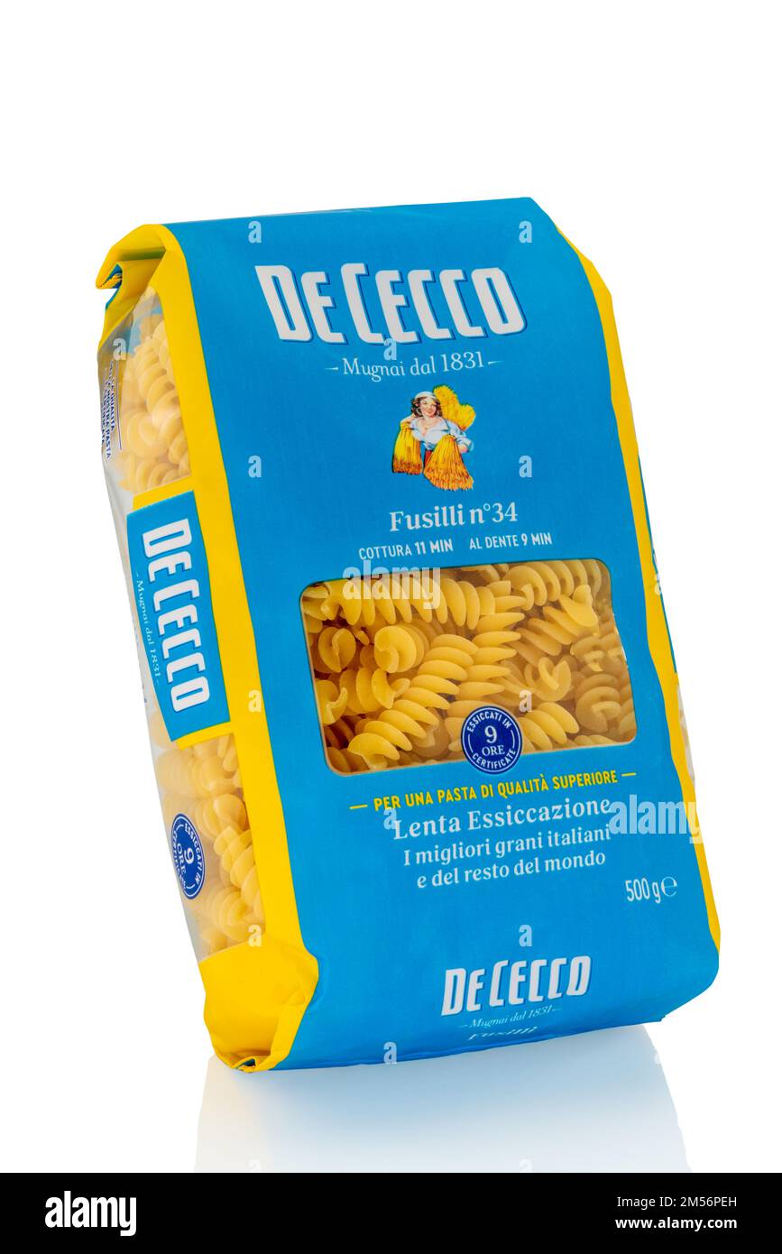 FARA San Martino, Abruzzes, Italie 22 décembre 2022 Paquet de pâtes de Cecco de fusilli
