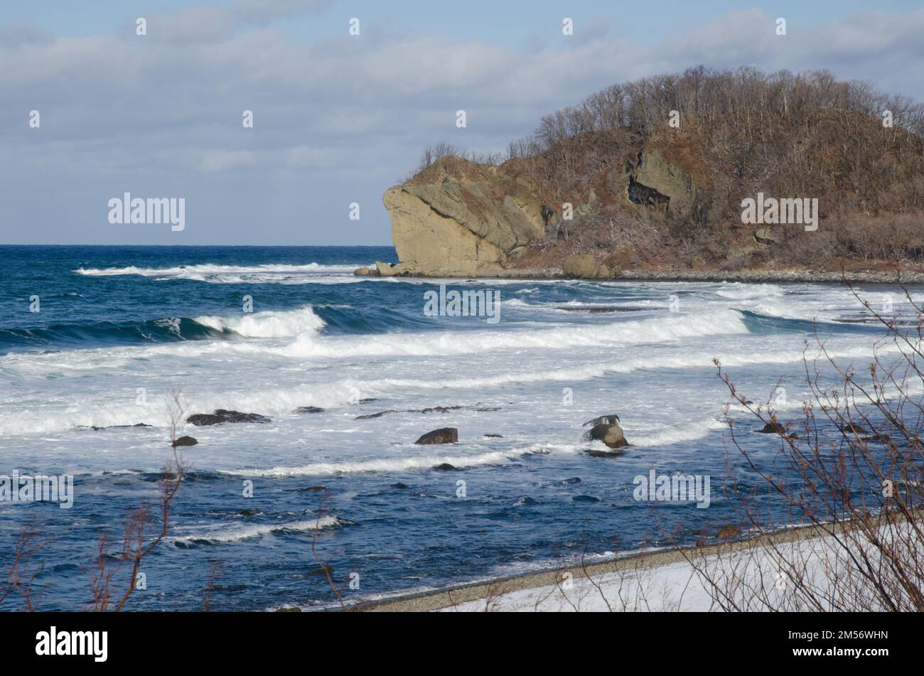 Côte ouest de la péninsule de Shiretoko. Hokkaido. Japon. Banque D'Images