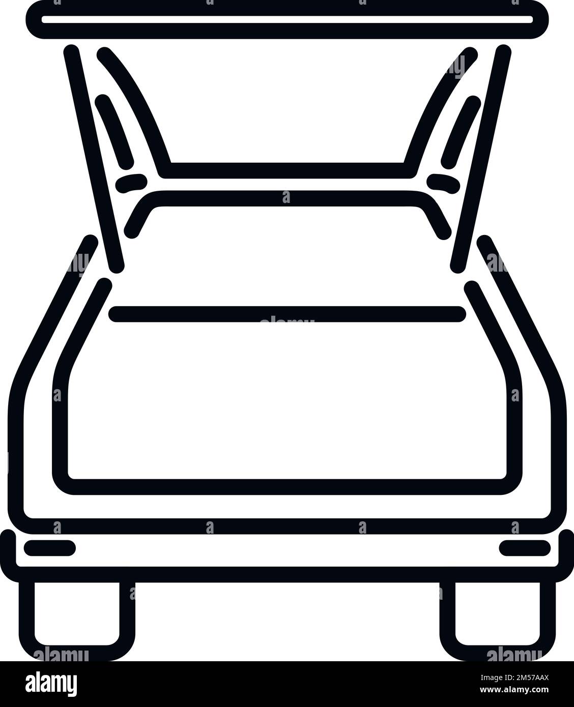 Vecteur de contour de l'icône Box dans le coffre de la voiture. Reculer. Sac de voyage automatique Illustration de Vecteur