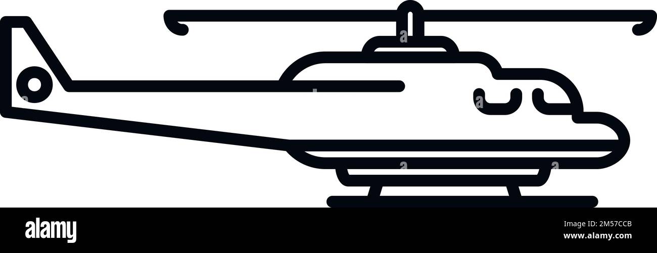 Vecteur de contour de l'icône d'hélicoptère de sauvetage de vol. Armée de l'air. Protection d'antenne Illustration de Vecteur