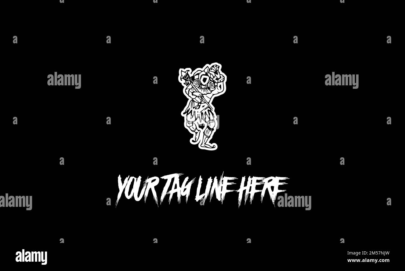 Logo vectoriel modifiable d'un homme tribal dansant avec un espace pour le slogan sur fond noir Illustration de Vecteur