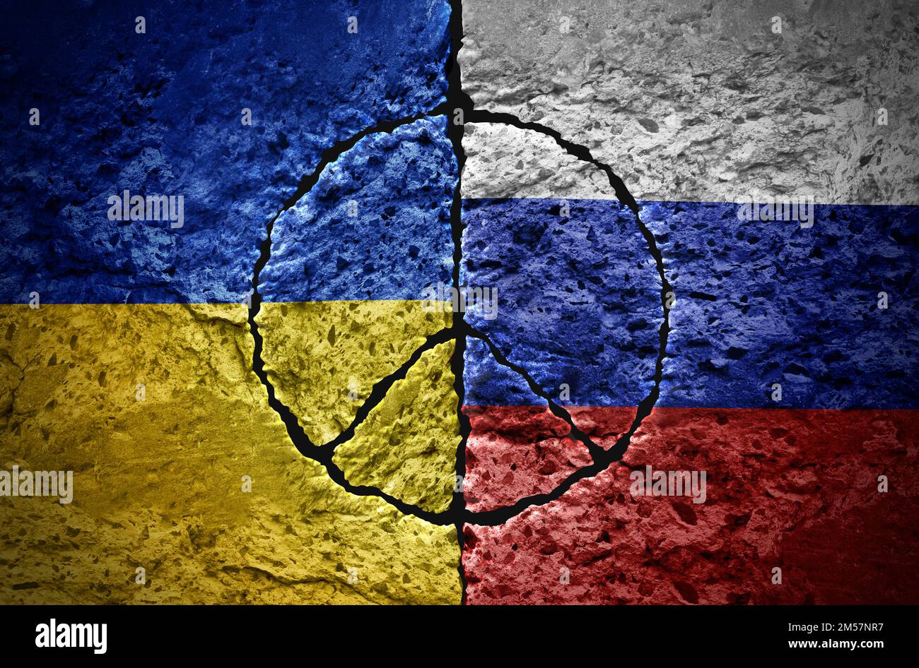 Russie et Ukraine le sommet de la guerre et de la paix est un symbole de fissures pour la nation ukrainienne et russe comme concept de sécurité européen Banque D'Images