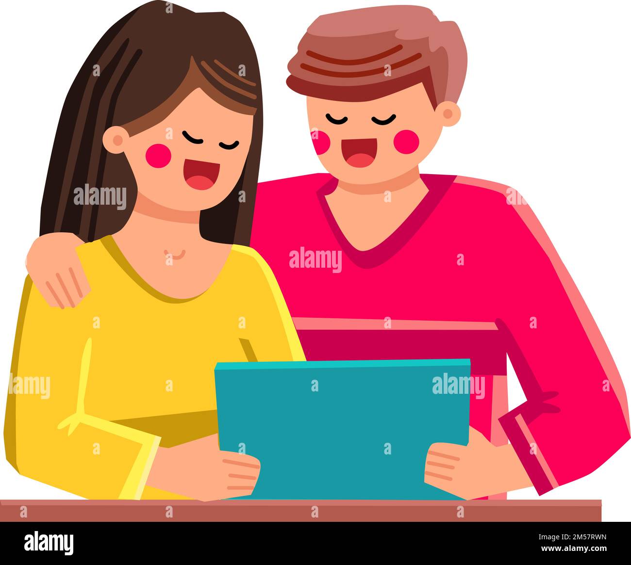 couple utilisant le vecteur de tablette Illustration de Vecteur