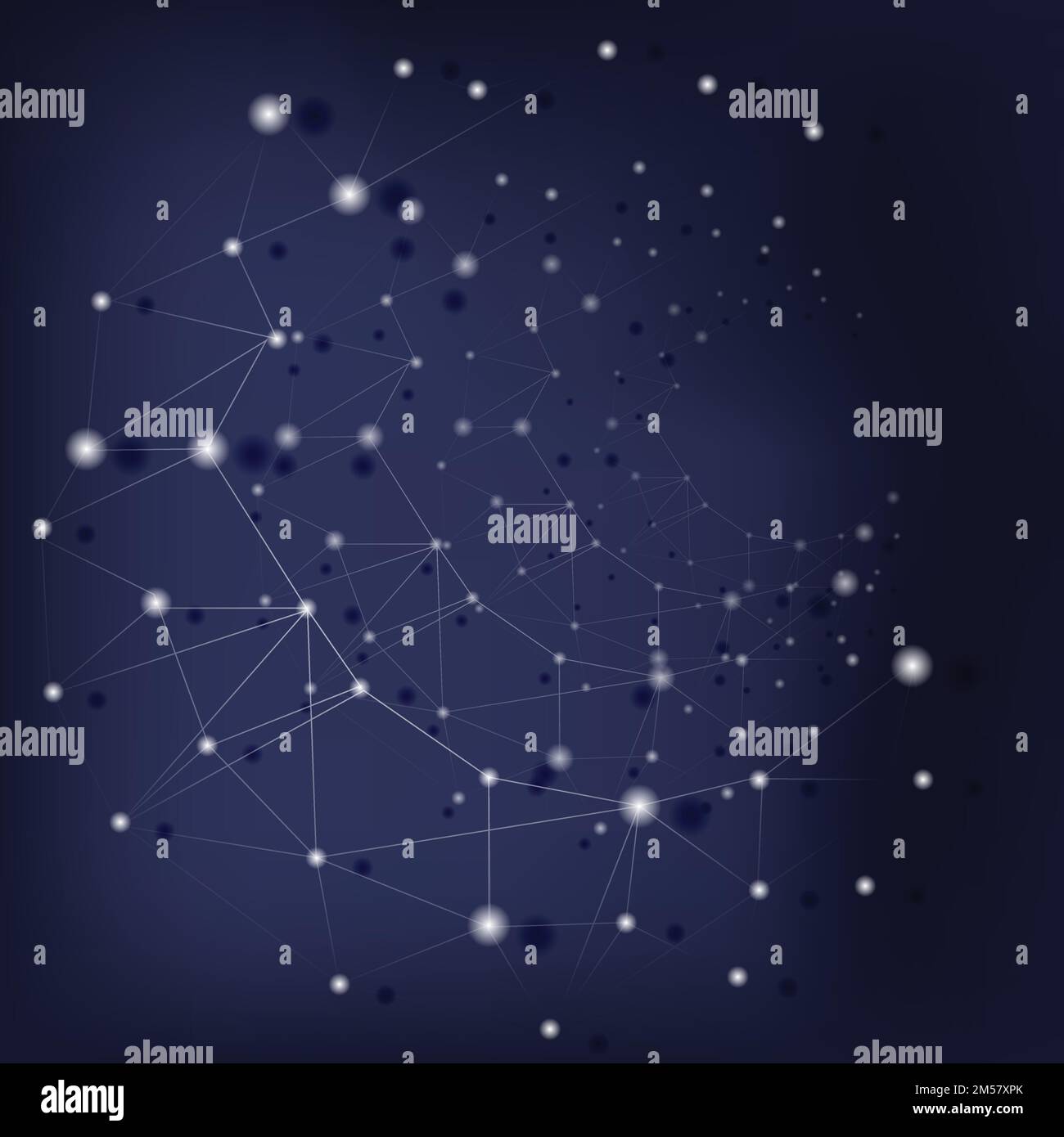 Arrière-plan scientifique futuriste avec structure moléculaire abstraite sur bleu foncé. Illustration vectorielle, eps 10. Illustration de Vecteur
