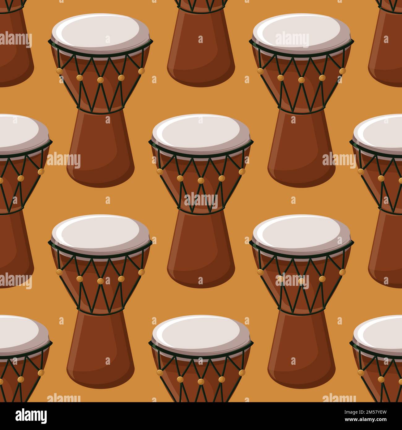 Tambours traditionnels turcs ou africains sans couture. Illustration vectorielle de style dessin animé. Illustration de Vecteur