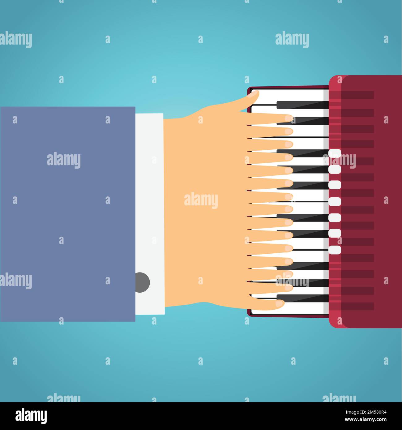 Main avec seize doigts jouant l'accordéon Illustration de Vecteur