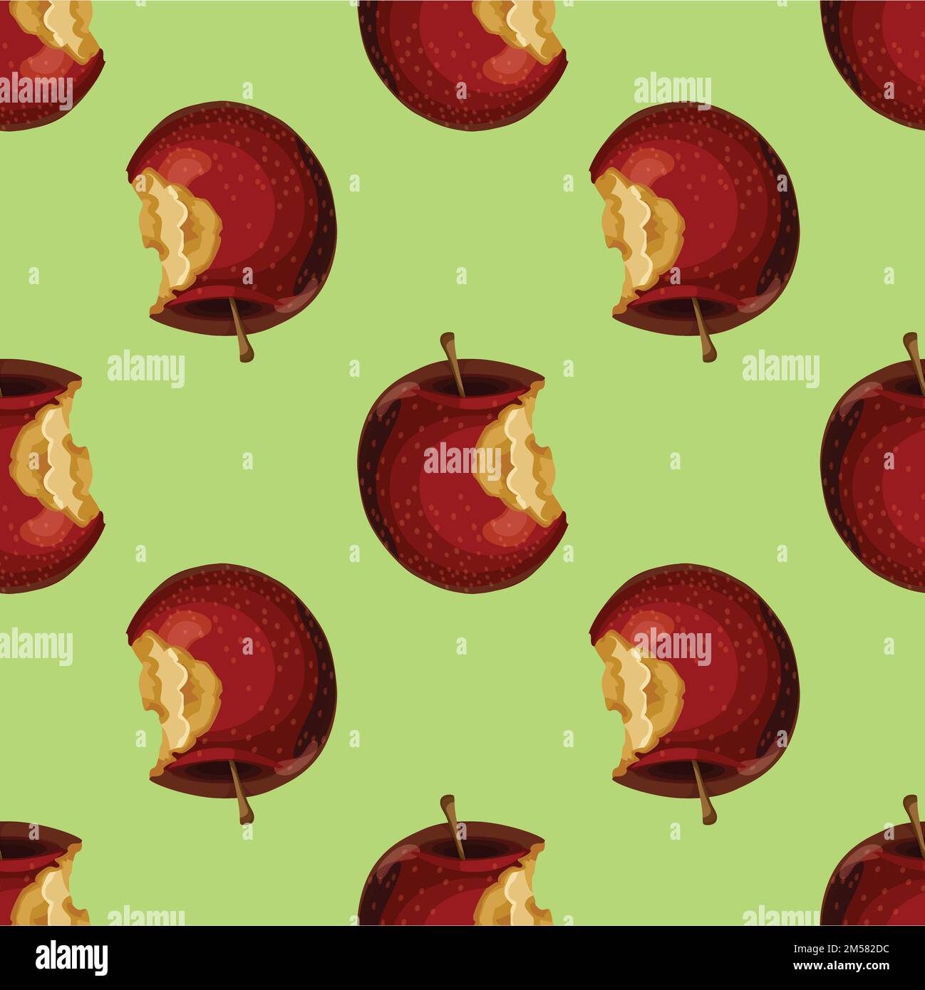 Red Apple while, core, half. Arrière-plan sans couture. Illustration de Vecteur