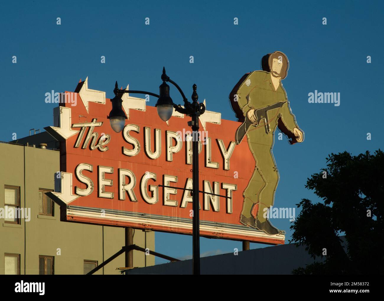 Le sergent d'approvisionnement signe le magasin de surplus de l'armée sur Hollywood Blvd Banque D'Images