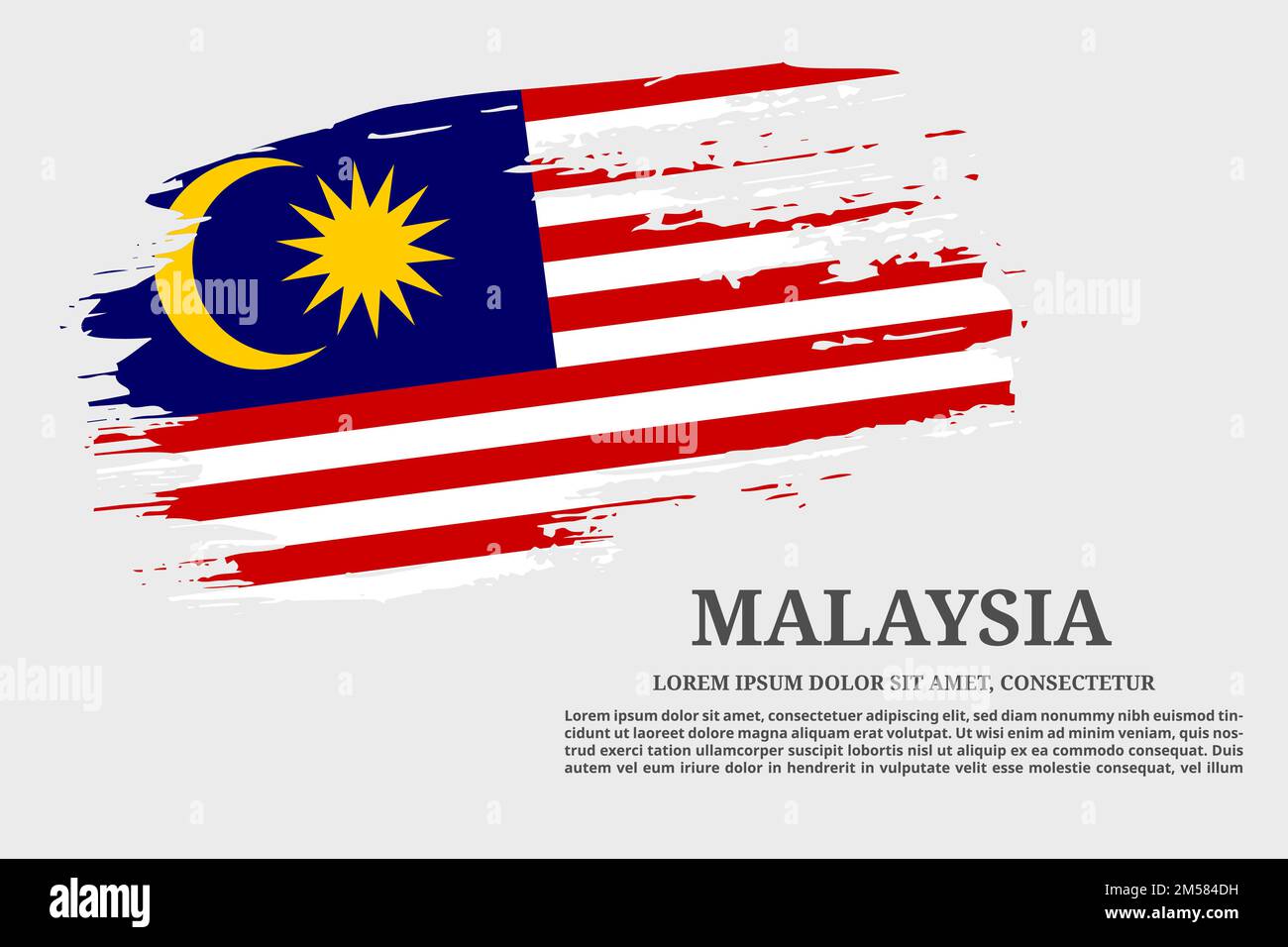 Malaisie drapeau grunge pinceau et affiche de texte, vecteur Illustration de Vecteur