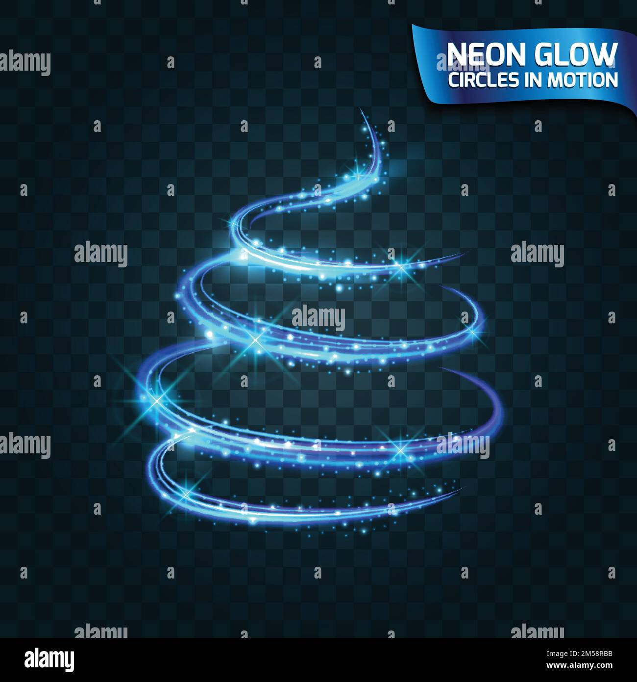 Néons cercles phosphorescents en mouvement bords flous, éclat brillant reflet arbre magique 