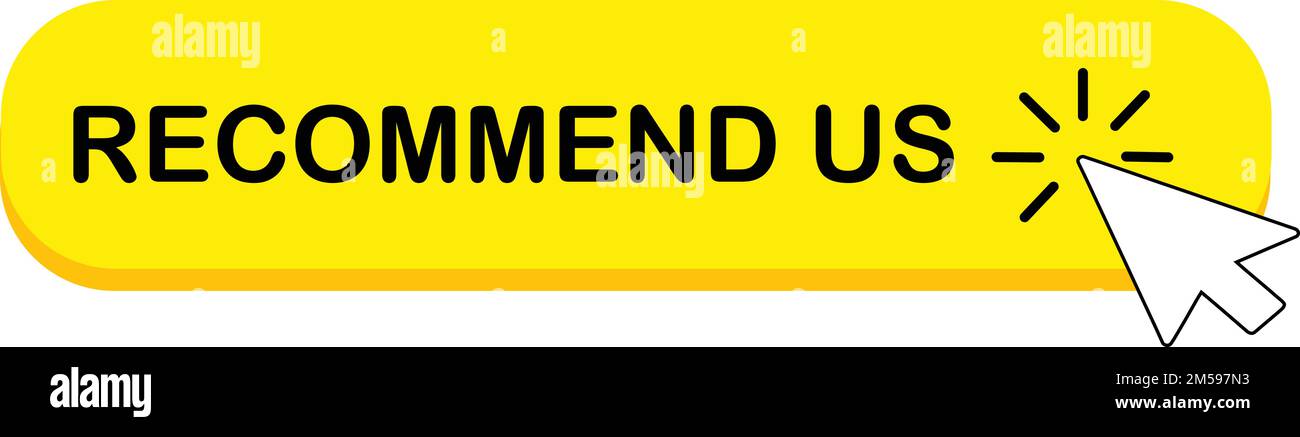 Nous recommandons un bouton ovale jaune avec un pointeur de flèche, illustration vectorielle Illustration de Vecteur